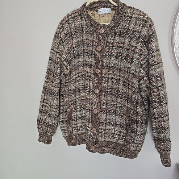 Kermit Bass Mohair/wool Cardigan Jacket ITALY Sweater Mens L Grandpa Core Lined - Picture 1 of 13